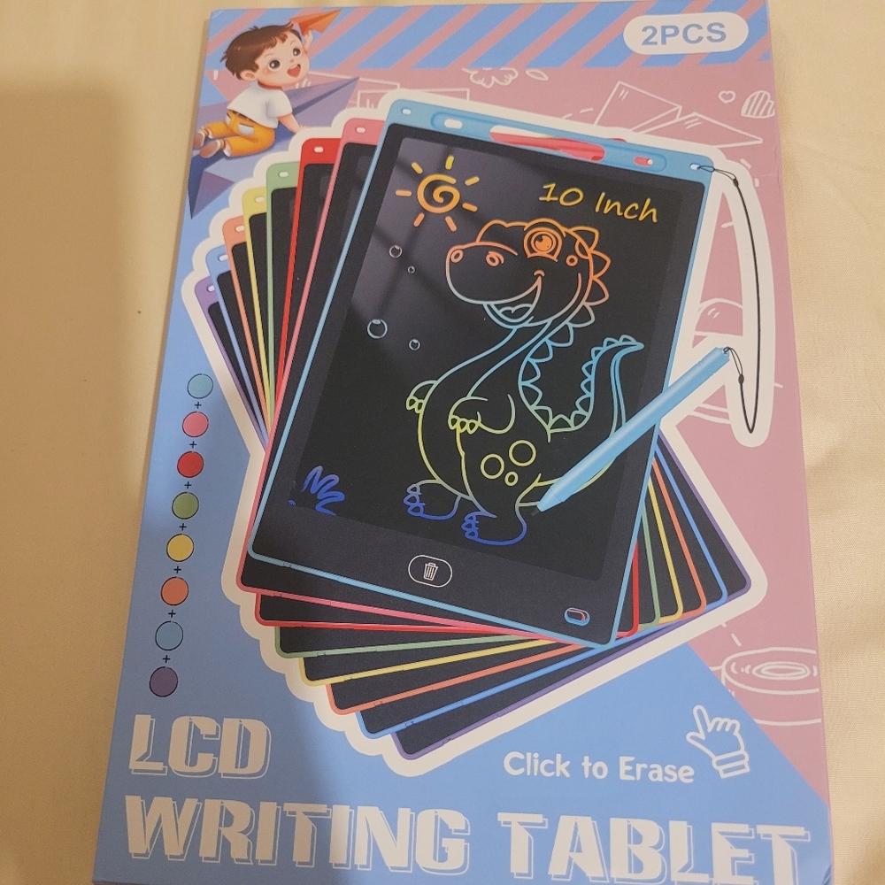 10-Inch Blue Kids LCD Writing Tablet with Stylus - 2 Pack